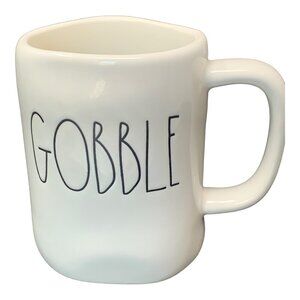 Rae Dunn Gobble Coffee Mug Large Ceramic Tea Cup Turkey Autumn Fall Kitchen